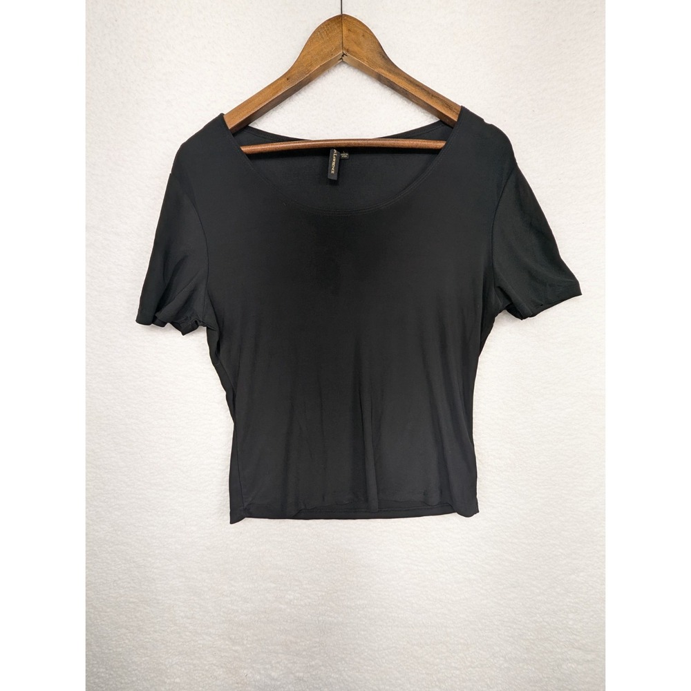 Susan Lawrence Black Dressy Tunic Top Blouse L